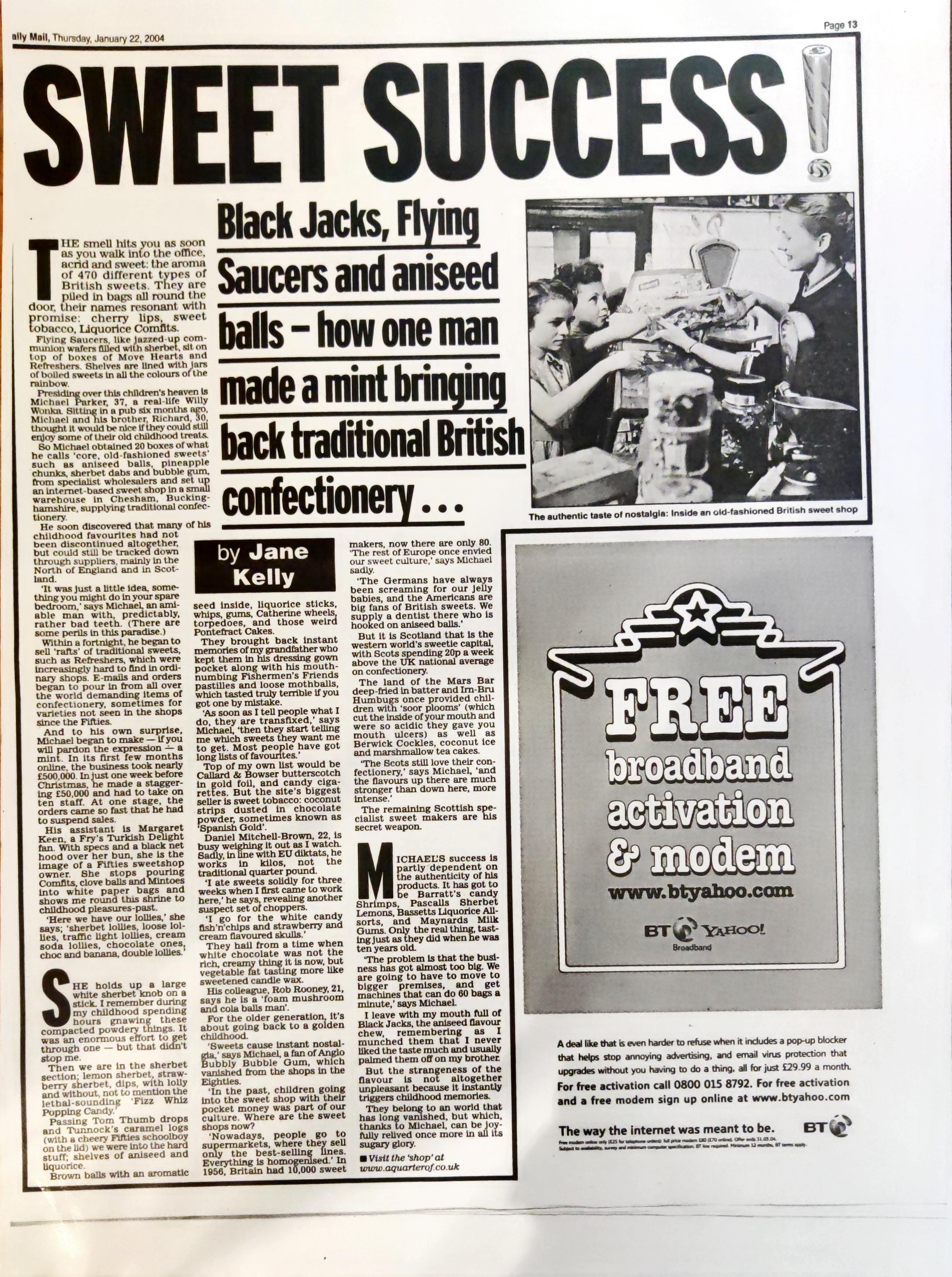 Daily Mail: SWEET SUCCESS -- how one man made a mint bringing back traditional British confectionery