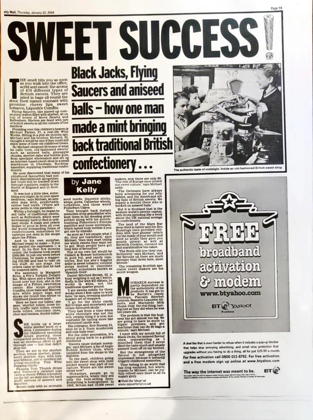Daily Mail: SWEET SUCCESS -- how one man made a mint bringing back traditional British confectionery